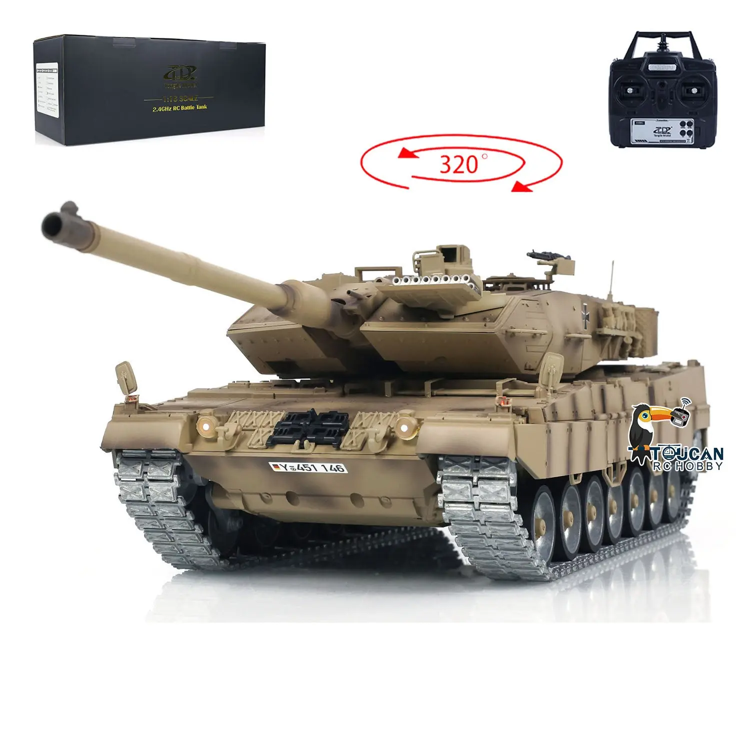 Tongde 1/16 RC Infrared Battle Tank German Leopard2A7 Electric Radio Control Military Vehicle Barrel Recoil Optional Version Painted