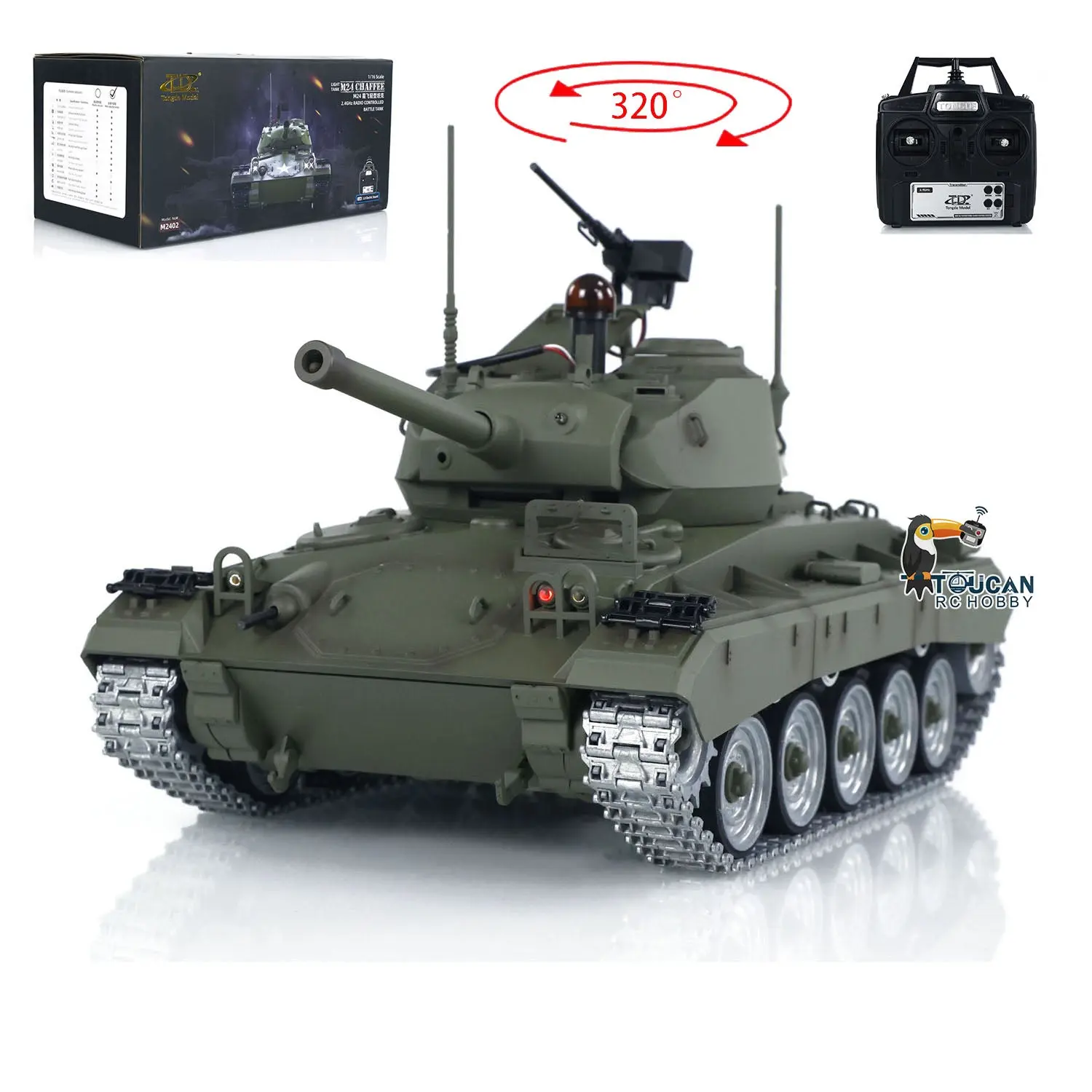 Tongde M24 Chaffee 1/16 RC Light Tank Infrared Combating System Military Model Barrel Recoil Metal Upgraded Wheels Gearbox 320