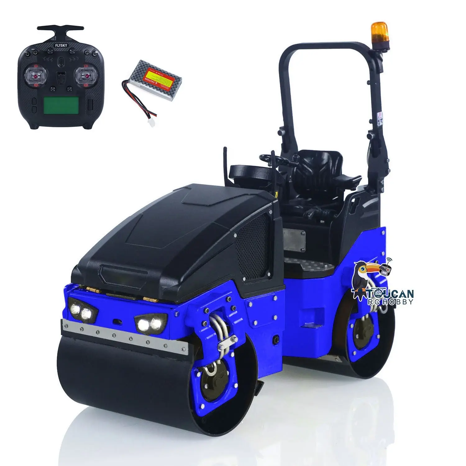 1/14 Metal RC Electric Road Roller BW120AD Ready-to-Run Remote Control Construction Vehicle Model Flysky ST8 Radio Battery Lights System Motor ESC RTR