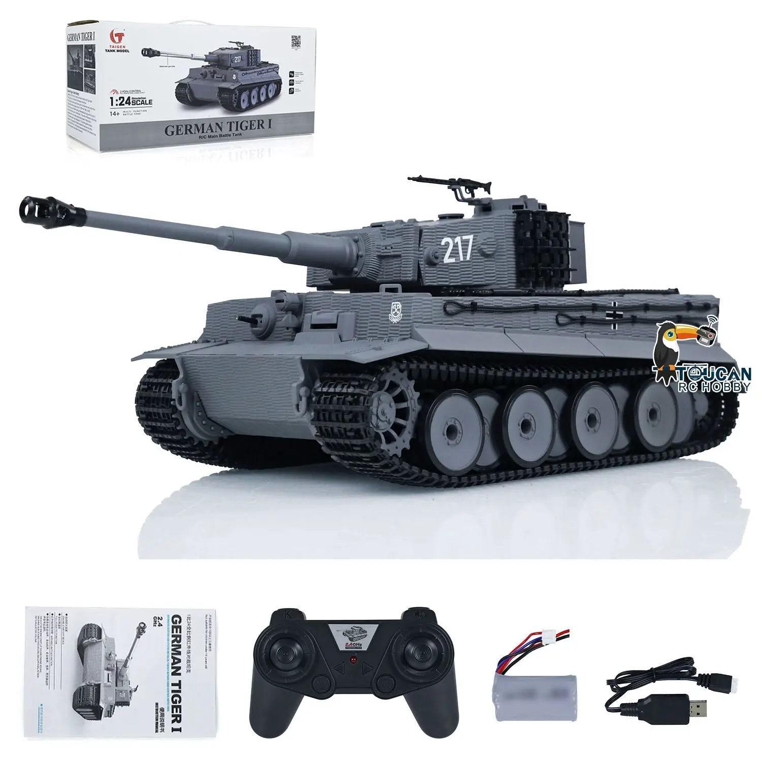 Taigen 1/24 RC Battle Tank Tiger I Remote Control Military Panzer Infrared Combat Armored Simulation Model DIY