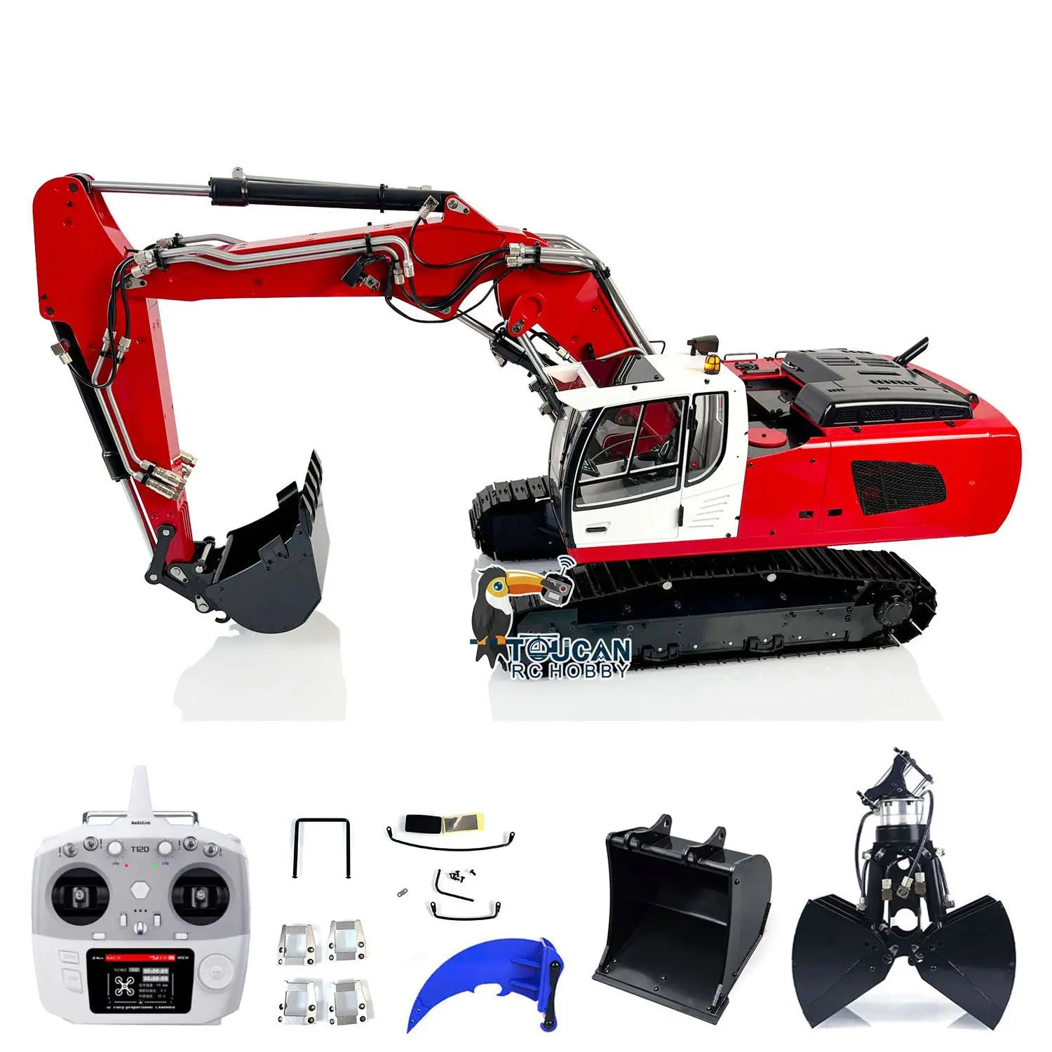 MTMODEL 1/14 946-3 Tracked RC Hydraulic Excavator Metal Assenmbled Painted Heavy Machine Clamshell Bucket Ripper T12D Model