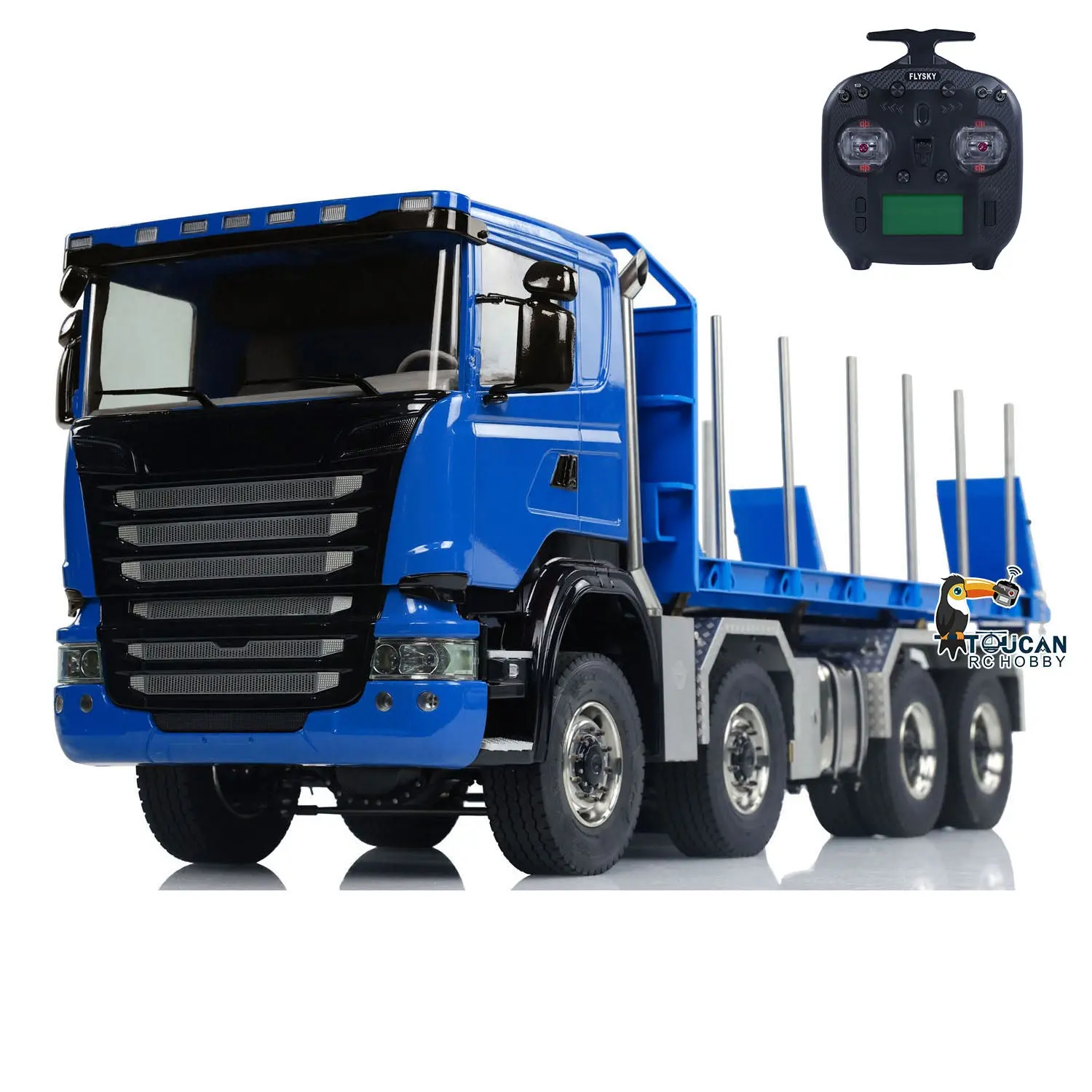 1:14 8x8 RC Hydraulic Roll On Off Dump Truck Radio Controlled Tipper Car Sounds Lights U-shaped Short High Bucket Timber Flatbed
