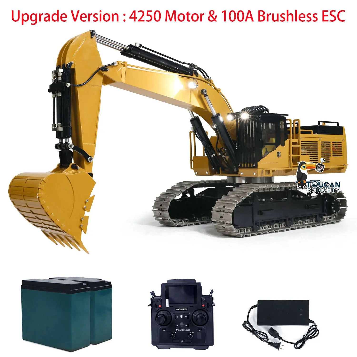 TOUCAN 1/8 385CF Metal Hydraulic RC Excavator RTR 150KG Heavy Duty Remote Control Diggers Ready to Run Upgraded Version Models