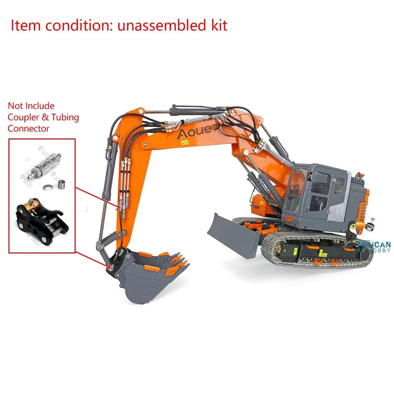 LESU Painted 1/14 Metal Aoue ET26L Hydraulic RC Excavator Three-section Ripper Bucket Tree Digging Tool Compactor Trailer Crusher