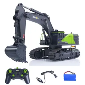 HUINA Plastic 1/14 Metal RC Excavator 1593 28CH 2.4Ghz Radio Controlled Electric Lifting Construction Vehicle Truck Toy Model Simulated Light Sound Battery Gift