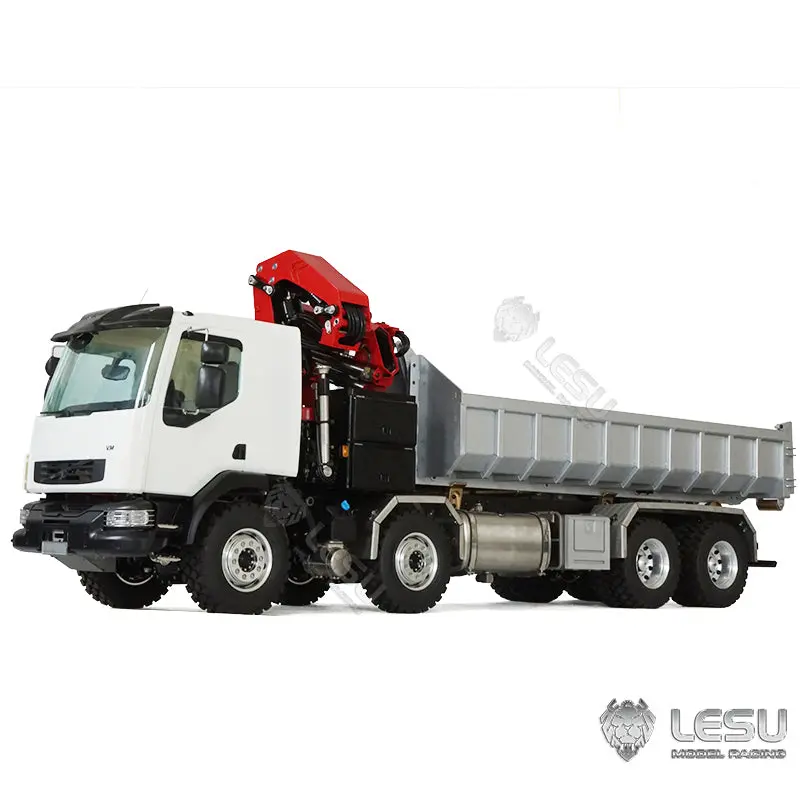 2Speed LESU Remote Control Hydraulic Roll on off Dumper Crane 1/14 RC Tipper Lock Differential Axle Metal 8X8 Chassis Gerabox