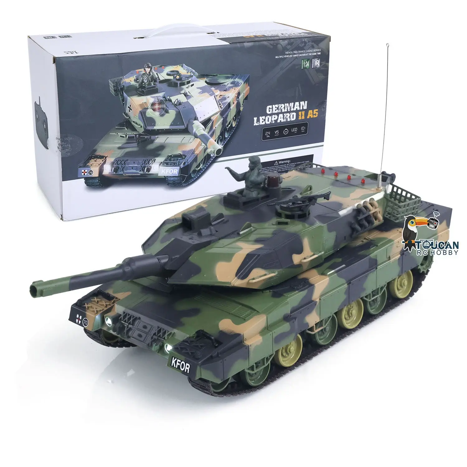 HengLong 3809 2.4GHz 1/24 RC Tank Leopard 2 A5 Remote Control Battle Tank Model BB Infrared Battle Spray Water Battery Radio
