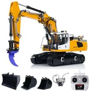 1/14 Radio Control 946-3 Metal Excavator 10 Channels Tracked Excavator Painted Body Rotary Metal Tiltable Bucket Ripper