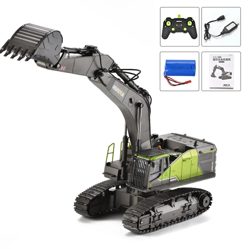 HUINA 1:14 Scale 593 1593 Toys RTR Truck Model RC Excavator Car Gift Battery 2.4Ghz Remote Control Light Sound 22CH