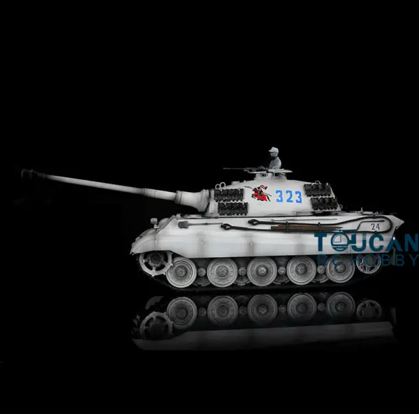Henglong 1/16 RC Tank 3888A 7.0 King Tiger Remote Control Tank w/ 360Degrees Rotating Turret Metal Road Wheel Barrel Recoil Engine Sound