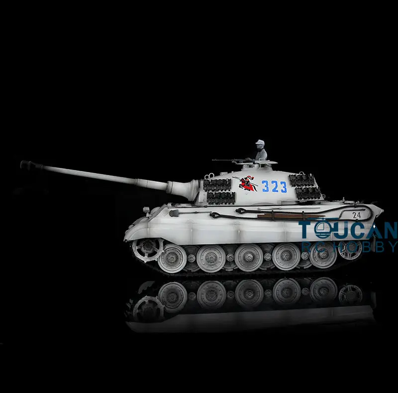 Henglong 1/16 RC Tank 3888A 7.0 King Tiger Remote Control Tank w/ 360Degrees Rotating Turret Metal Road Wheel Barrel Recoil Engine Sound
