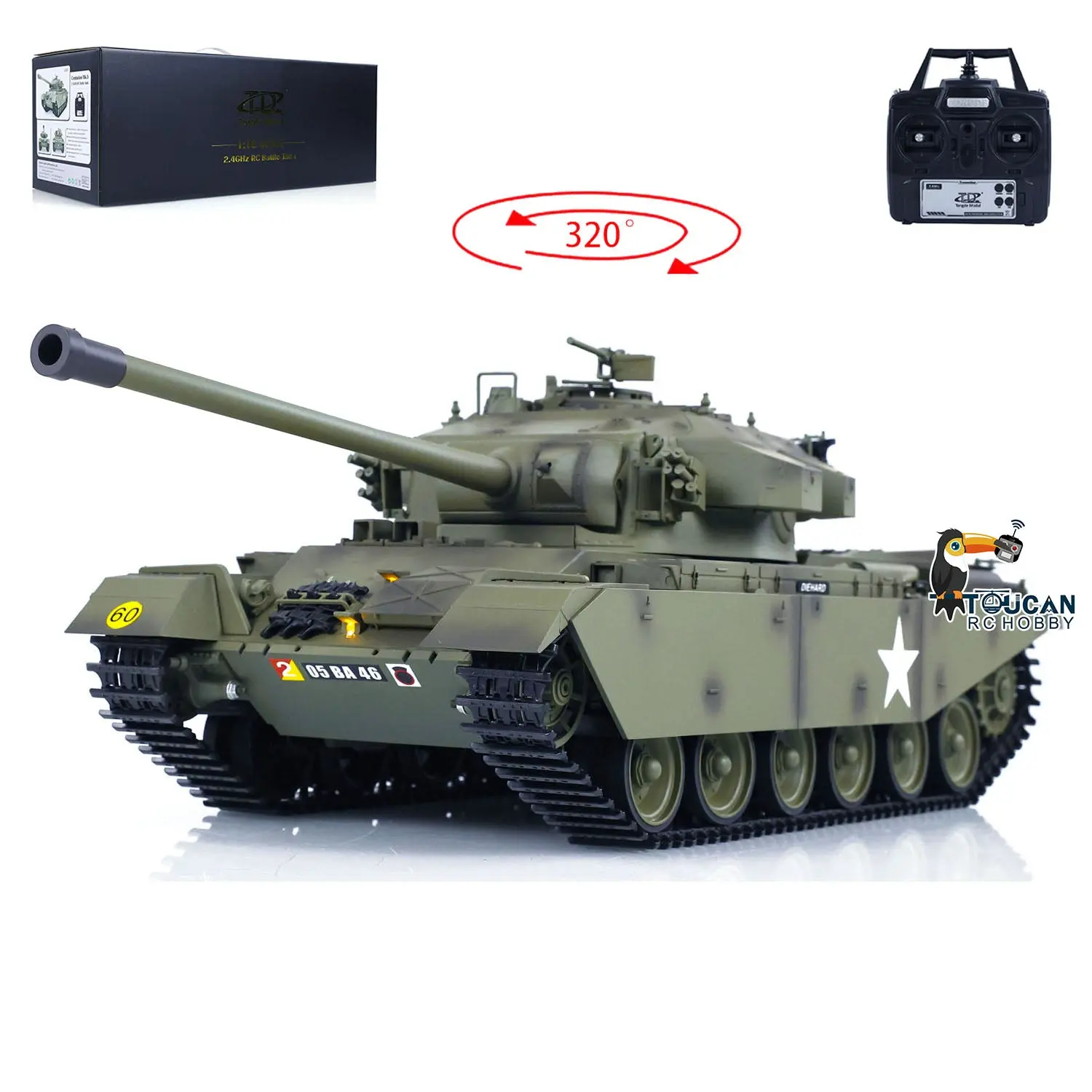 Tongde 1/16 RC Infrared Battle Tank Remote Controlled Panzer Centurion MK5 Electric Tanks BB Shooting Barrel Recoil Model
