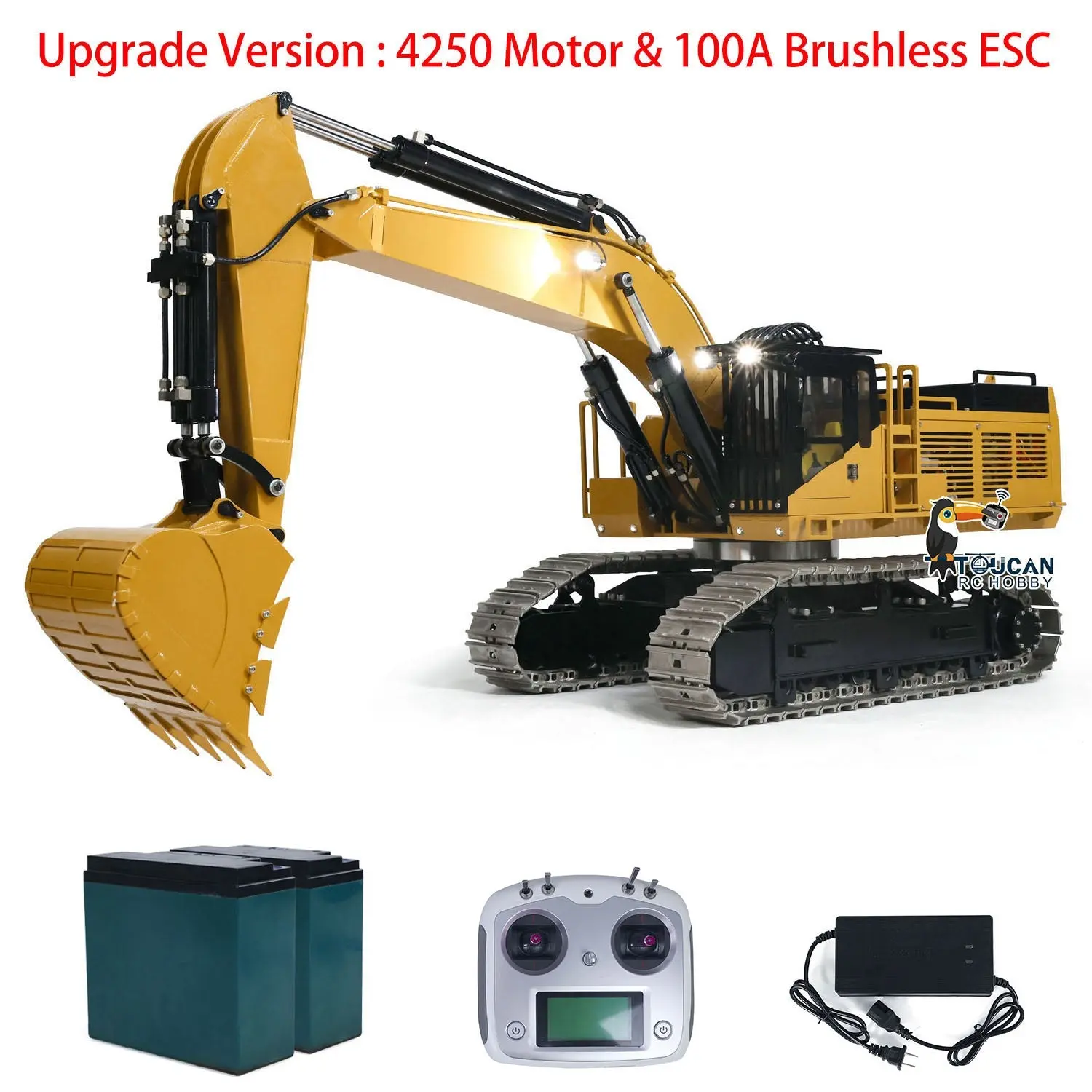 385CF 1/8 Hydraulic RC Excavator Metal Giant Remote Control Construction Vehicle Ready to Run Painted Assembled ESC Servo Motor
