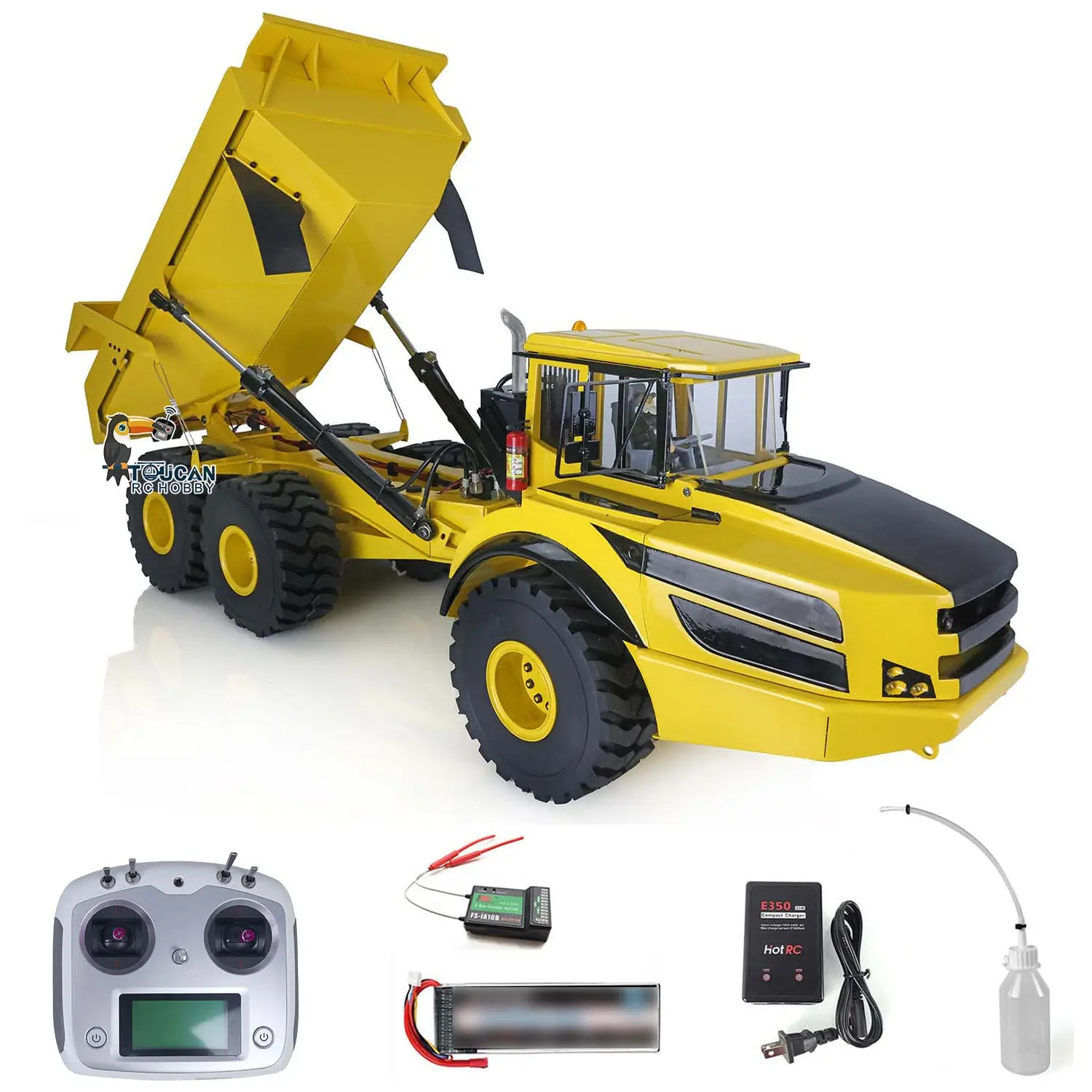 1/14 Metal RC Articulated Truck 6x6 Dumper Car RTR Model A40G Remote Control Construction Vehicles Hydraulic Lifting Tipper Sound Light Brushless Pump Gift Toys for Adult