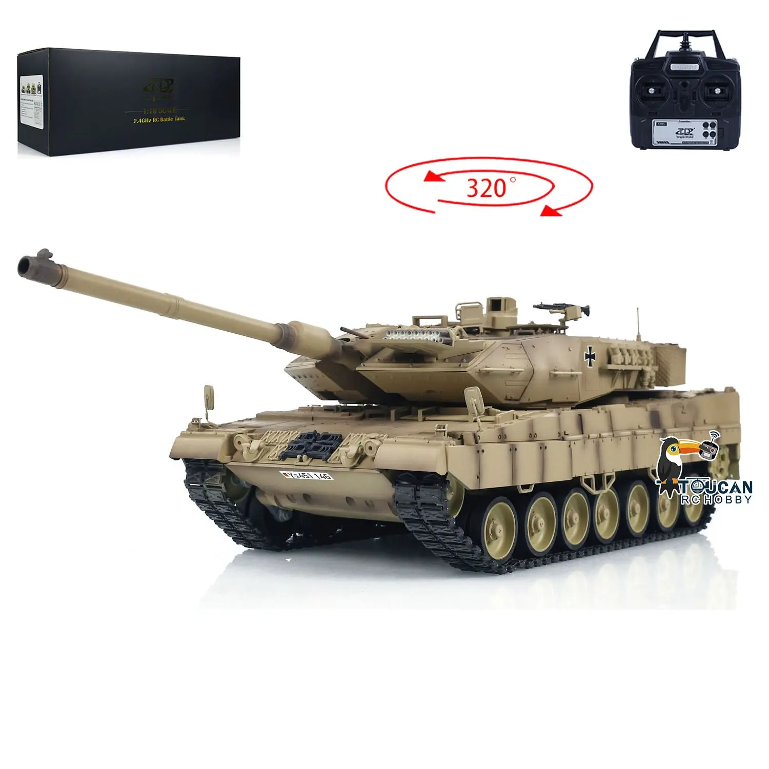 Tongde 1/16 RC Infrared Battle Tank German Leopard2A7 Electric Radio Control Military Vehicle Barrel Recoil Optional Version Painted