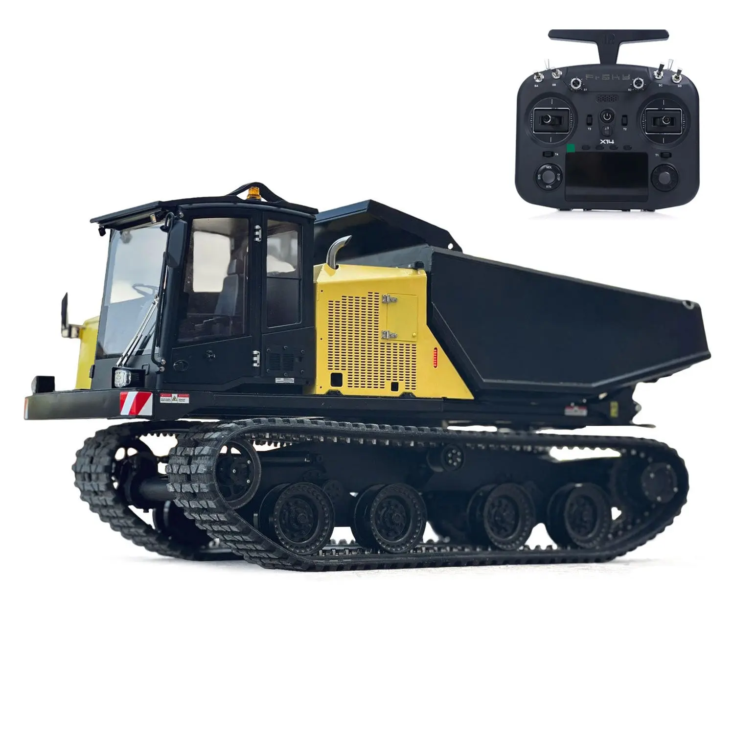 Super Frog T14R Panther 1/14 RC Hydraulic Crawler Dump Truck Remote Control Metal Tracked Tipper Construction Vehicles Frsky X14