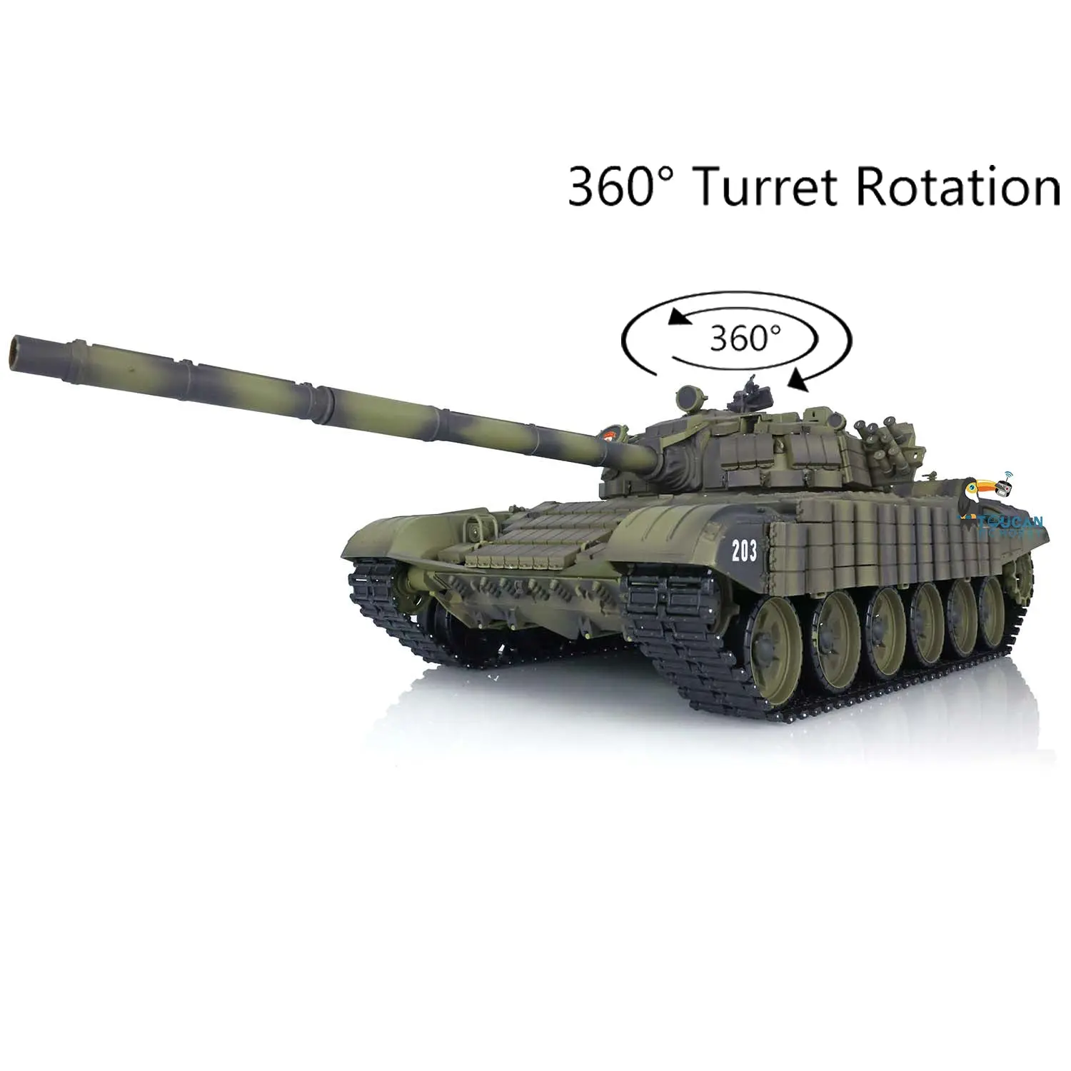 Heng Long Plastic RC Tank 1:16 Remote Control Tank 7.0 T723939 RTR 360 Turret BB Shooting Upgraded Armor Parts