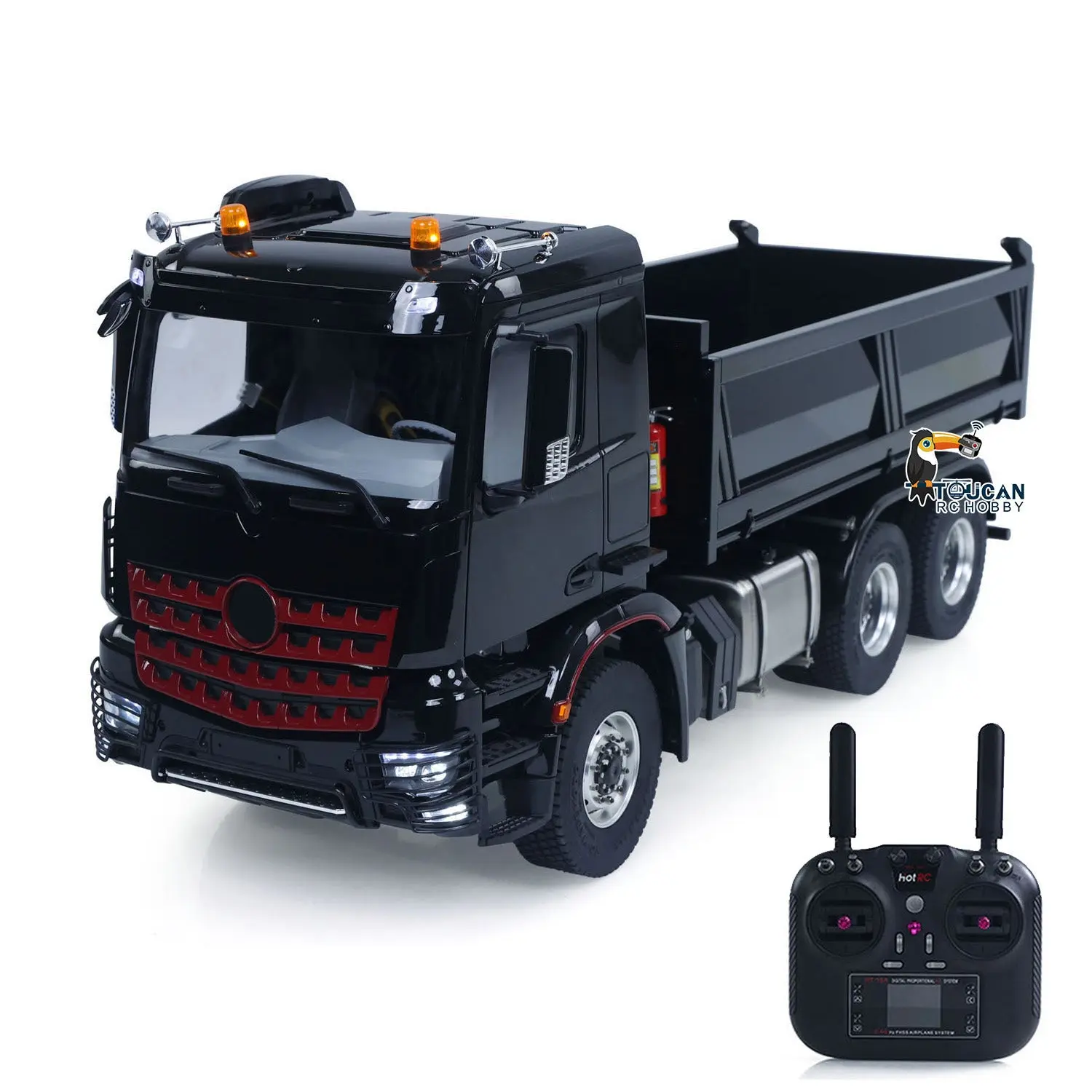 MDMODEL 3348 6x6 Metal Chassis 1/14 RC Hydraulic Dump Truck Remote Control Tipper 2Speed Gearbox Light Sound HotRC Radio