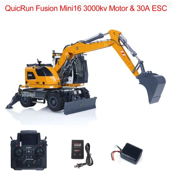 RTR 8CH Valves 1/14 RC Hydraulic Excavator LR914 4x4 Wheeled Digger Differential Lock Hobbywing Brushless Motor ESC Sound System