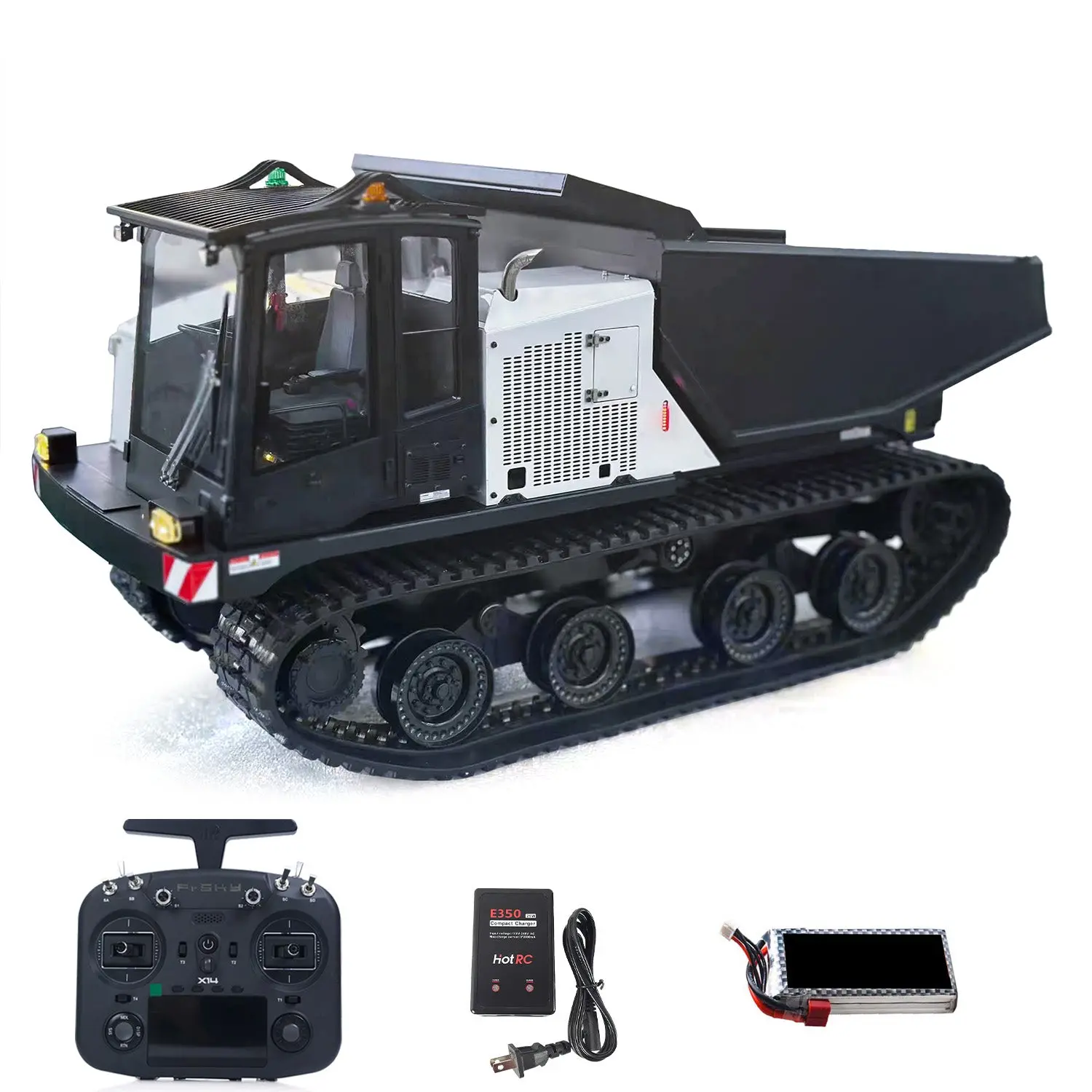 Super Frog T14R Panther RTR 1/14 RC Hydraulic Crawler Dump Truck Remote Control Metal Tracked Tipper Frsky X14 Radio Battery