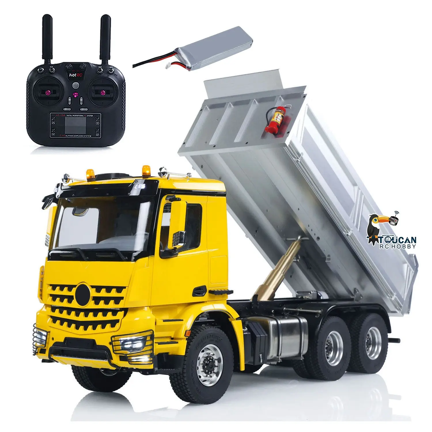 2Speed 3348 Metal Chassis 1/14 RTR RC Hydraulic Dumper Remote Control Tipper Model NO Lock Differential Axle Light Sound Battery