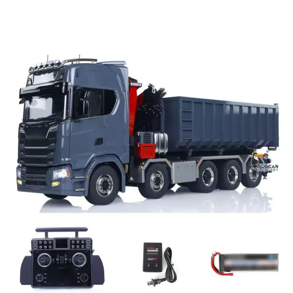 1/14 RC Hydraulic Full Dump Truck Crane 770S Metal 10x10 Remote Control Roll on off Tipper 3Speed RTR Model Car Frsky XE Radio