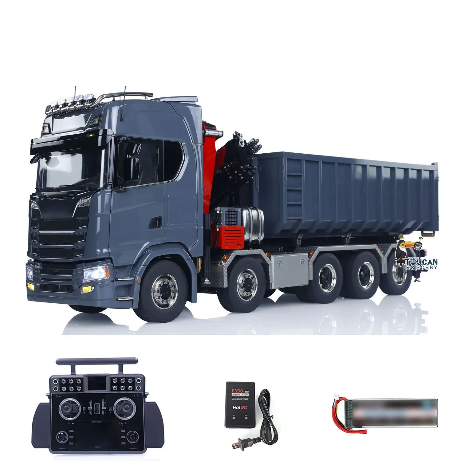 1/14 RC Hydraulic Full Dump Truck Crane 770S Metal 10x10 Remote Control Roll on off Tipper 3Speed RTR Model Car Frsky XE Radio
