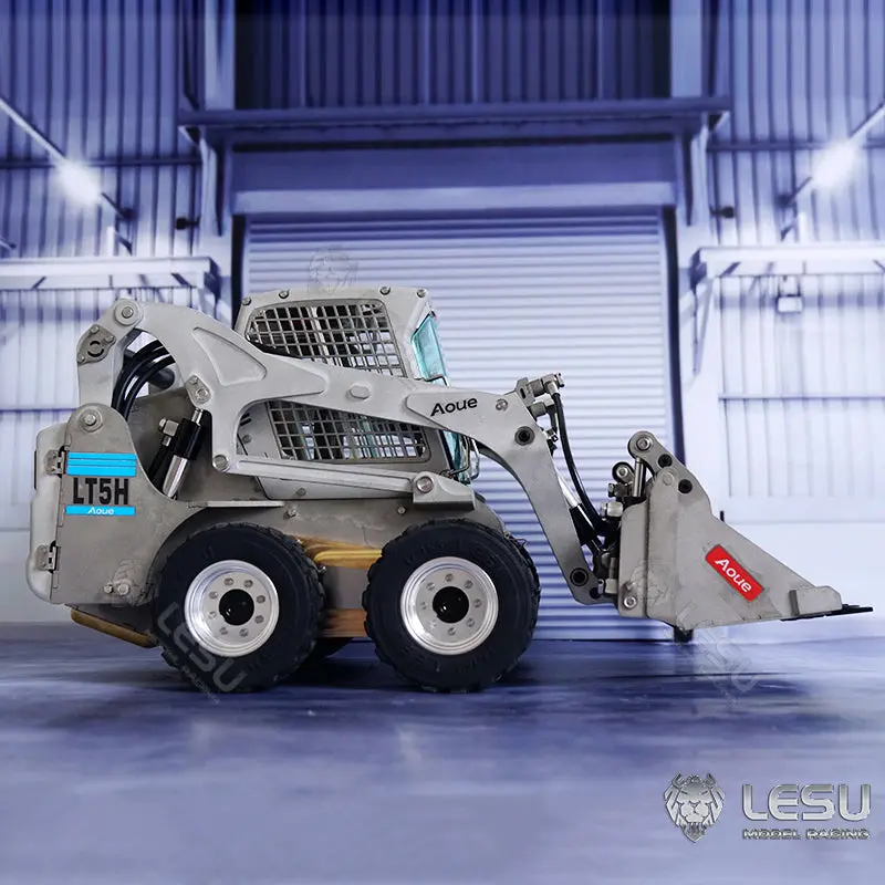 LESU 1/14 Metal RC Loader Aoue-LT5H Hydraulic Wheeled Skid-Steer Construction Vehicle Model Light Sound DIY Wheels Hubs fork Bucket Gripper Ripper Scarifier Shovel Clamp