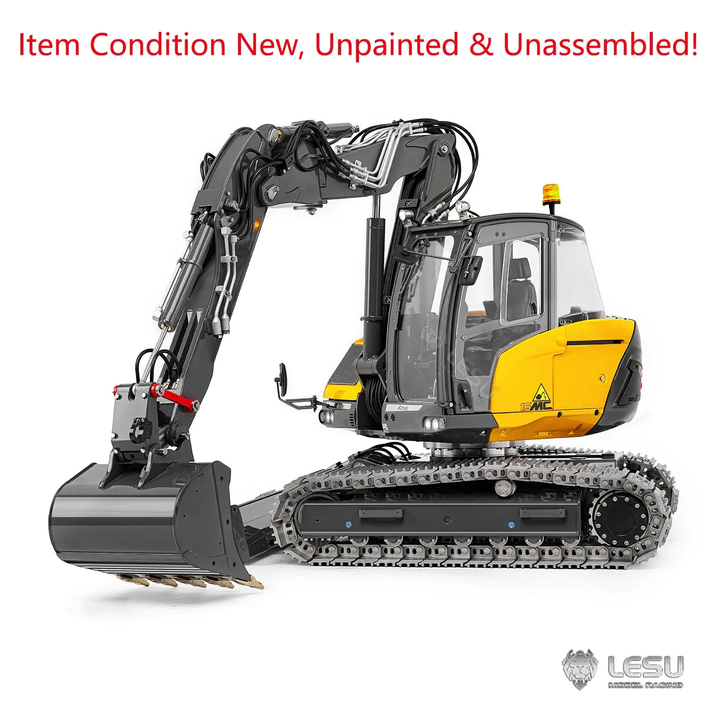LESU MC15 4 Arms Metal 1/14 Hydraulic Remote Control Excavator KIT Model RC Digger Dual Pumps 9 Ways Valve Light Sound Motor