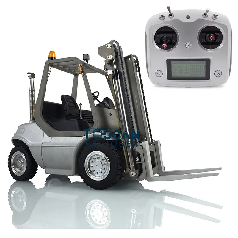 LESU RC 1/14 Hydraulic forklift Transfer Car Truck Model ESC Motor Light Sound System Metal Front Rear Wheel Hub Toolbox