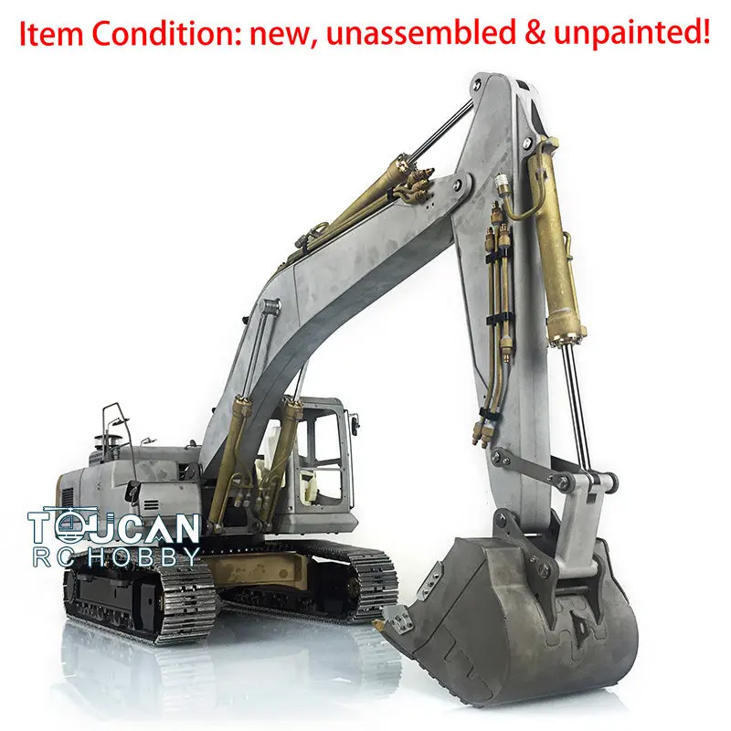 LESU 1/14 PC360 RC Hydraulic Excavator Metal Tracks Ripper Pump Grab Bucket fork Bucket Crusher Trailer Digging Tool Rack
