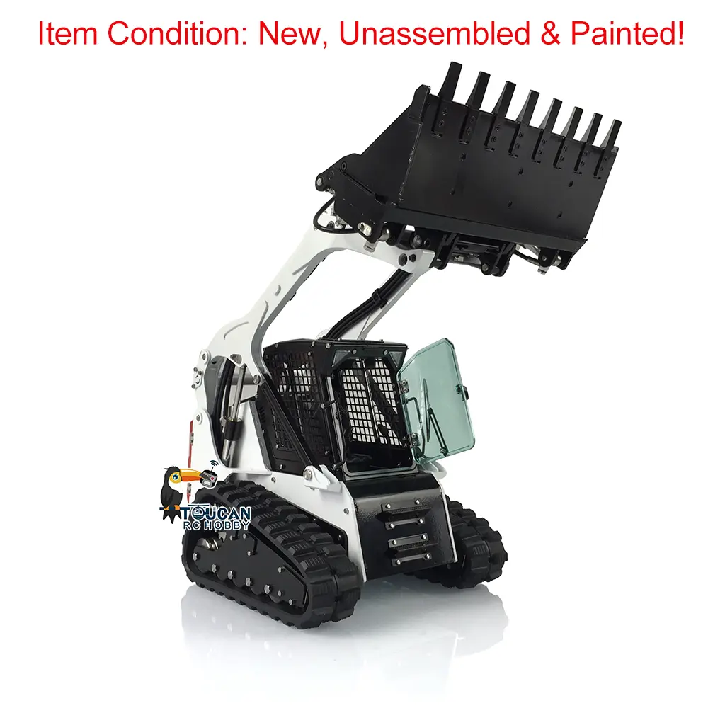 LESU 1/14 RC Metal Hydraulic Aoue-LT5 Tracked Skid-Steer Loader Model Dozer Blade Shovel Hay Clamp Bucket Rake Sweeper Track