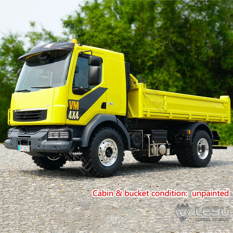 LESU 1/14 4*4 Metal RC Dumper Radio Controlled Hydraulic Tipper Truck Electronic Car Model Light Sound System ESC Motor Servo DIY Toys Gift Adult