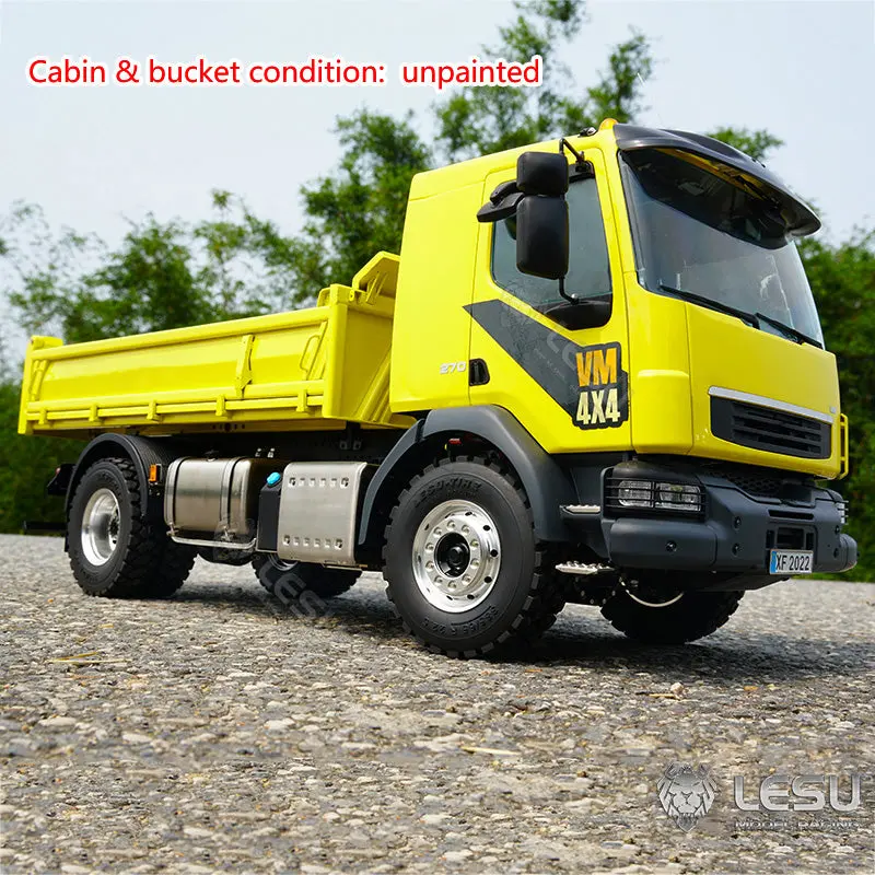 LESU 1/14 4*4 Metal RC Dumper Radio Controlled Hydraulic Tipper Truck Electronic Car Model Light Sound System ESC Motor Servo DIY Toys Gift Adult