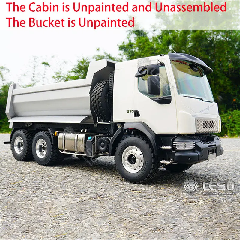 1/14 LESU 6x6 3Axle Hydraulic Metal RC Dumper Radio Control Tipper Sound Light System Unassembled Unpainted VM Cabin DIY Car