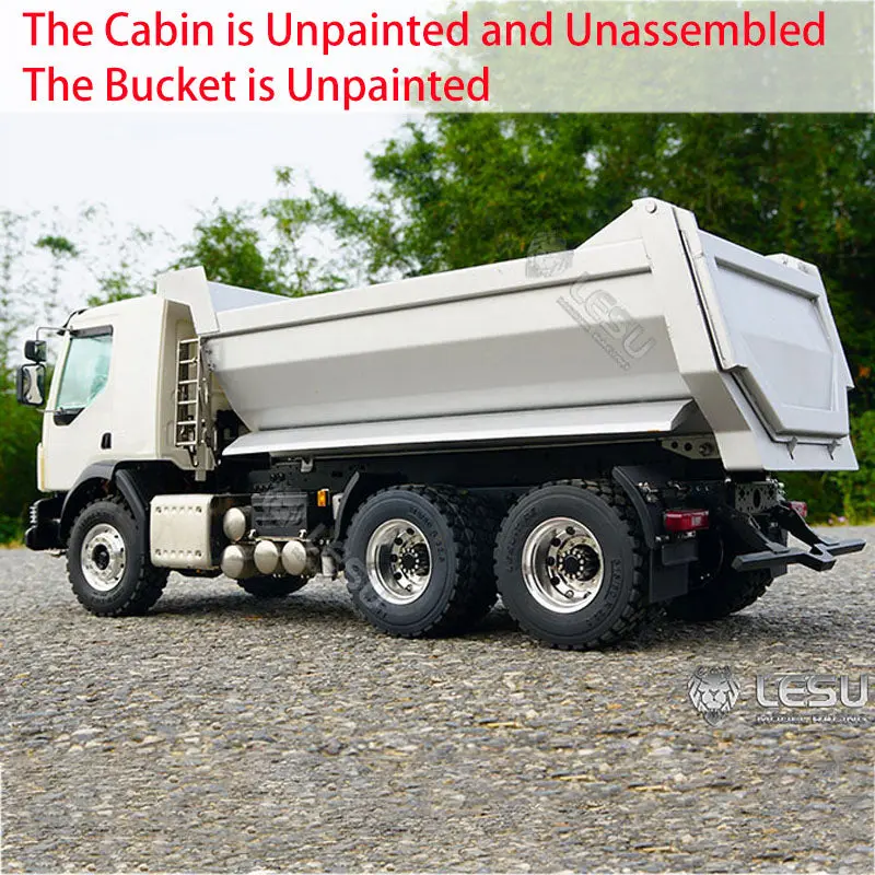 1/14 LESU 6x6 3Axle Hydraulic Metal RC Dumper Radio Control Tipper Sound Light System Unassembled Unpainted VM Cabin DIY Car