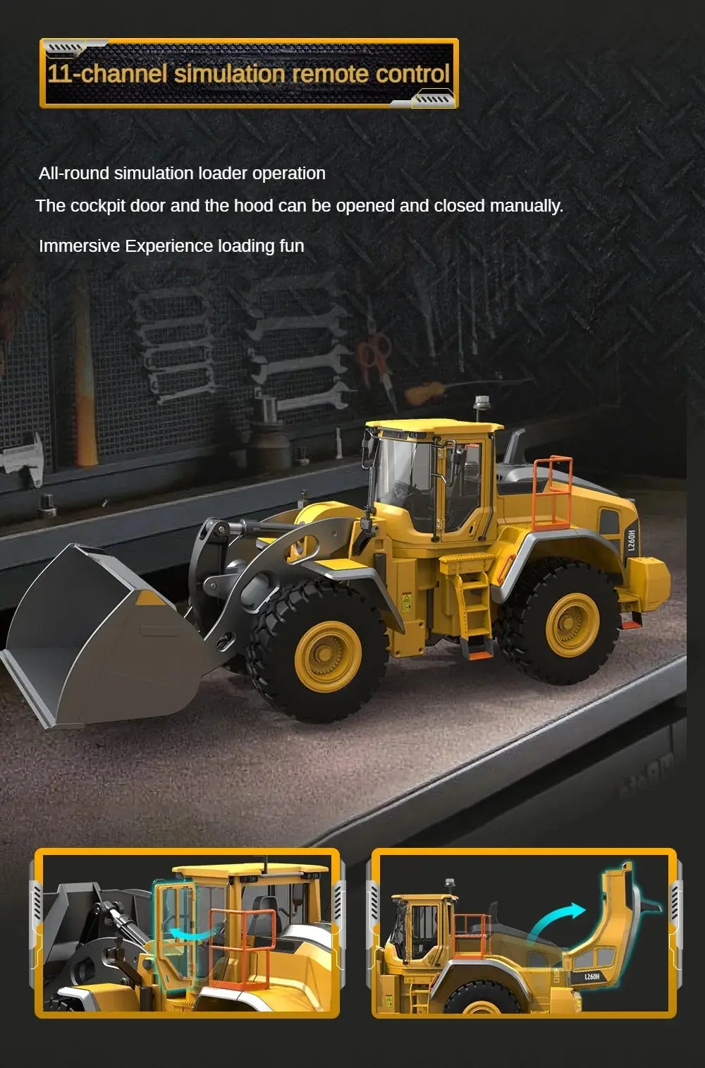 1/16 L260H Double Eagle E592 RC Loader Remote Controlled Electric Car Hobby Model Light Sound