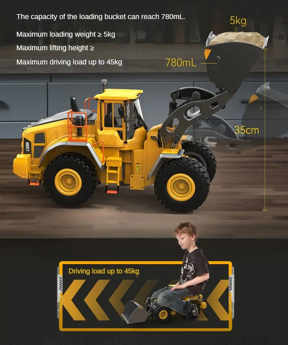 1/16 L260H Double Eagle E592 RC Loader Remote Controlled Electric Car Hobby Model Light Sound