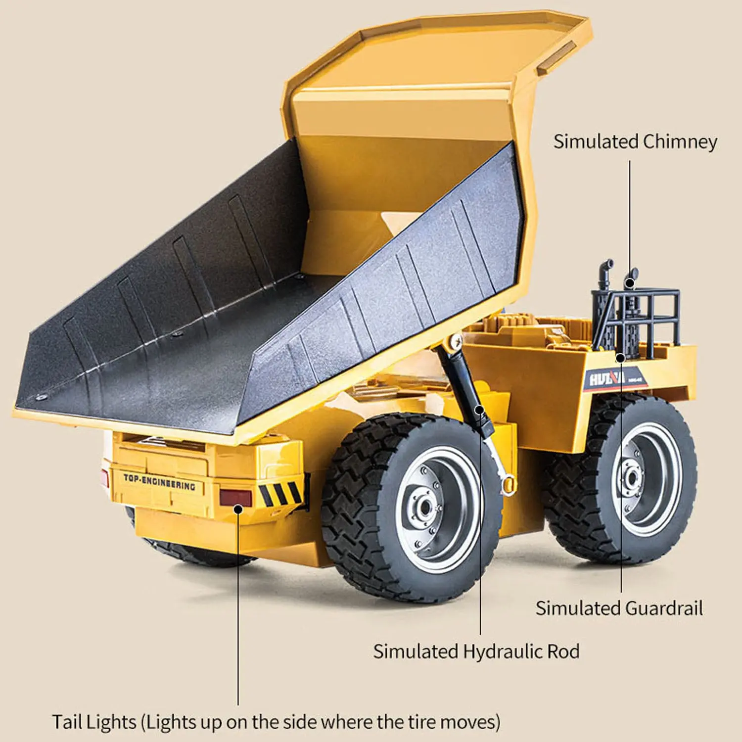 HUINA 1/18 1533 1:18 RC Dump Truck Remote Control Tipper Car 2.4G Vehicles Toys Assembled and Painted 28.5*15.5*16cm