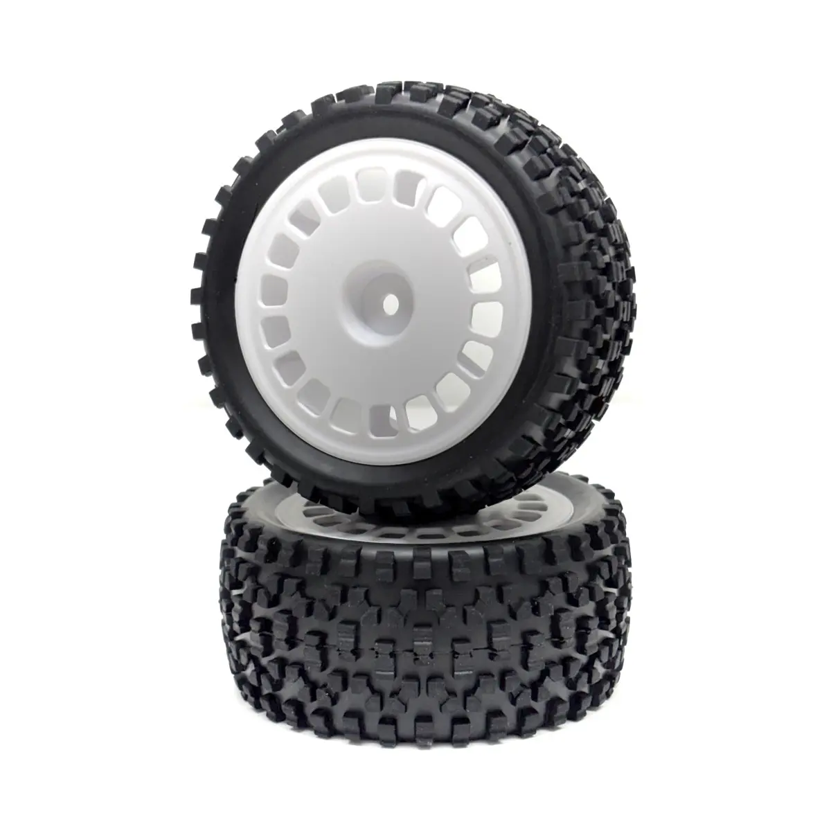 1:10 Buggy Wheel Set "Block" Rear White (2)