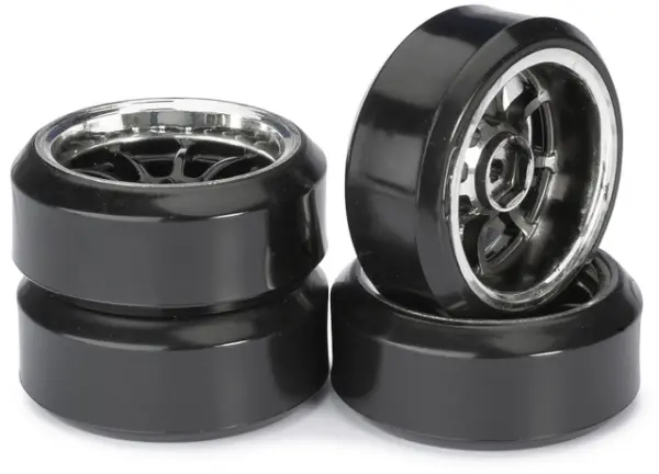 Wheel Set Drift Lp 9 Spoke / Profile C Black/Chrome 1:10 (4 Pcs)