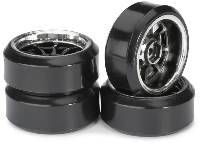 Wheel Set Drift Lp 9 Spoke / Profile C Black/Chrome 1:10 (4 Pcs)
