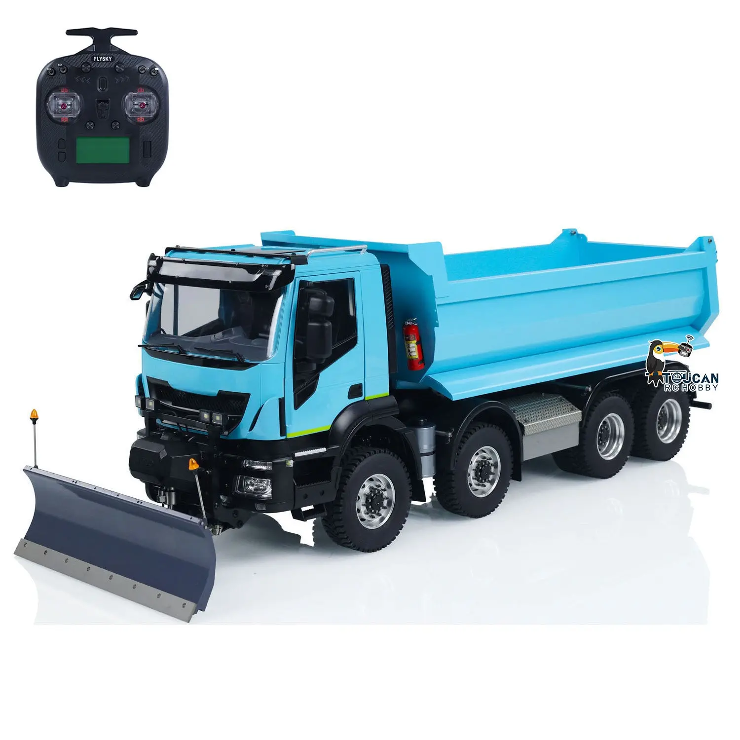 Metal 1/14 8x8 Hydraulic RC Dump Truck Remote Control Tipper Cars Assembled and Painted Snow Blade 2-speed Transmission
