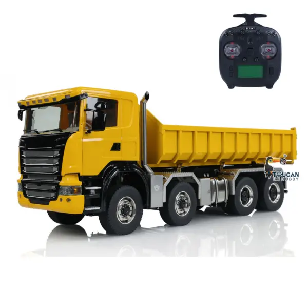 1/14 8x8 RC Hydraulic Full Dump Truck Roll On Off Dumper Trucks 3-speed Transmission Differential Lock Axles Motor Servo ESC
