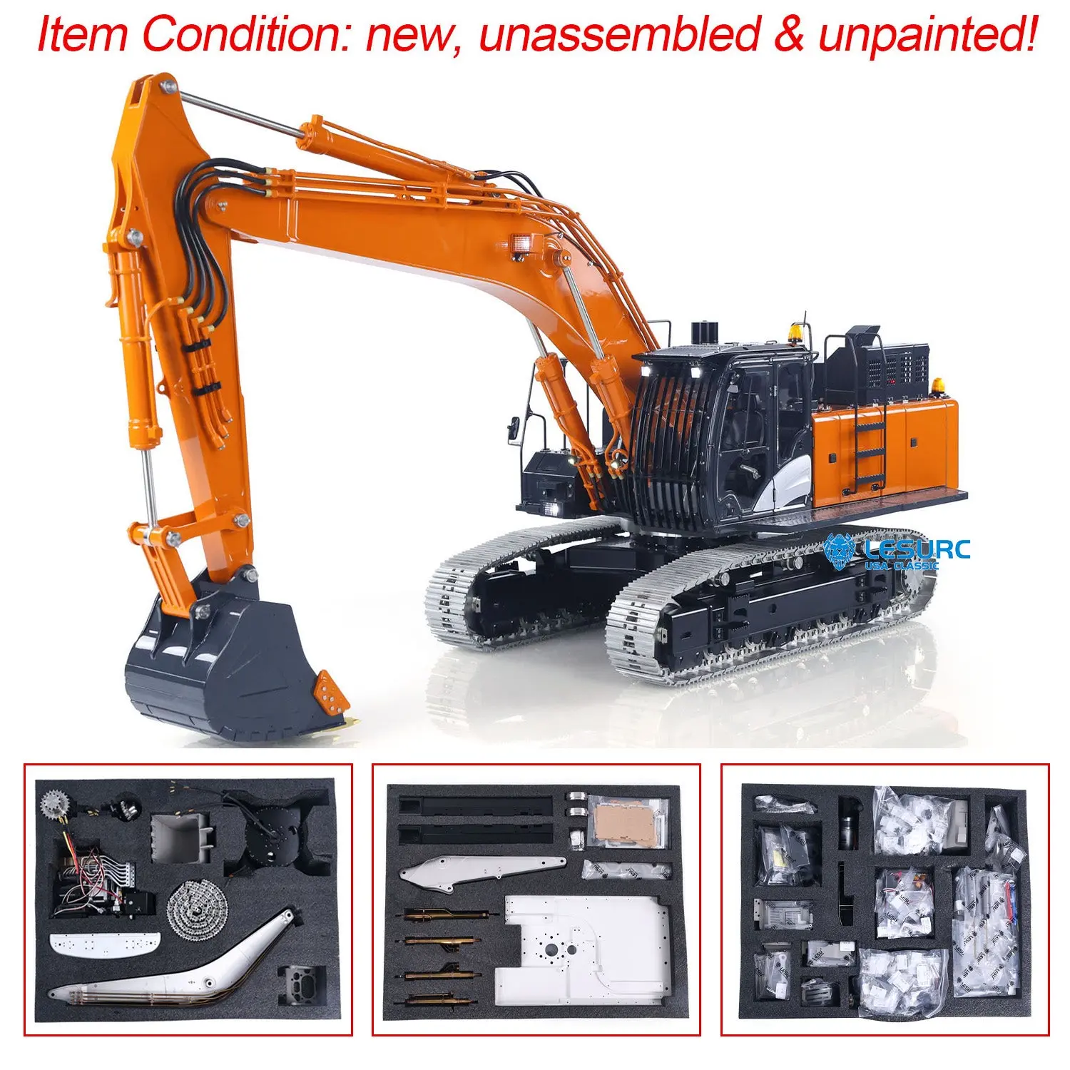 LESU Metal 1/14 RC Hydraulic Excavator Aoue ZX490 Remote Control Heavy Digger Car Construction Vehicle Model 6CH Valve Light 6CH Electrical Slip Ring FlySky PL18EV Radio Battery