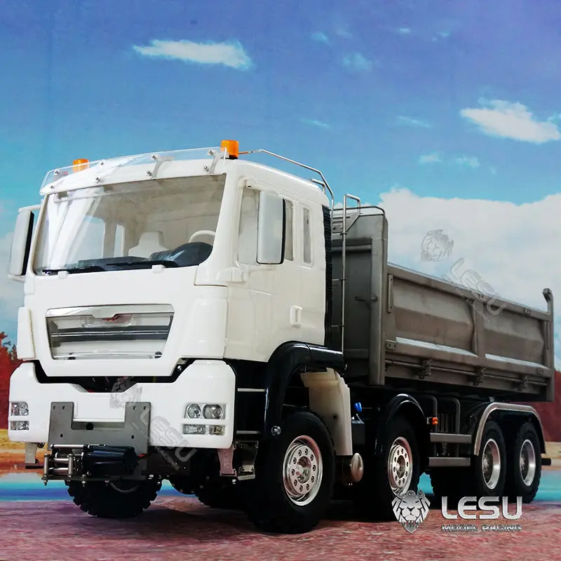 LESU 1/14 Scale 8*8 Metal Chassis TGS Hydraulic Dumper Truck Construction Vehicle Light Sound System Motor ESC
