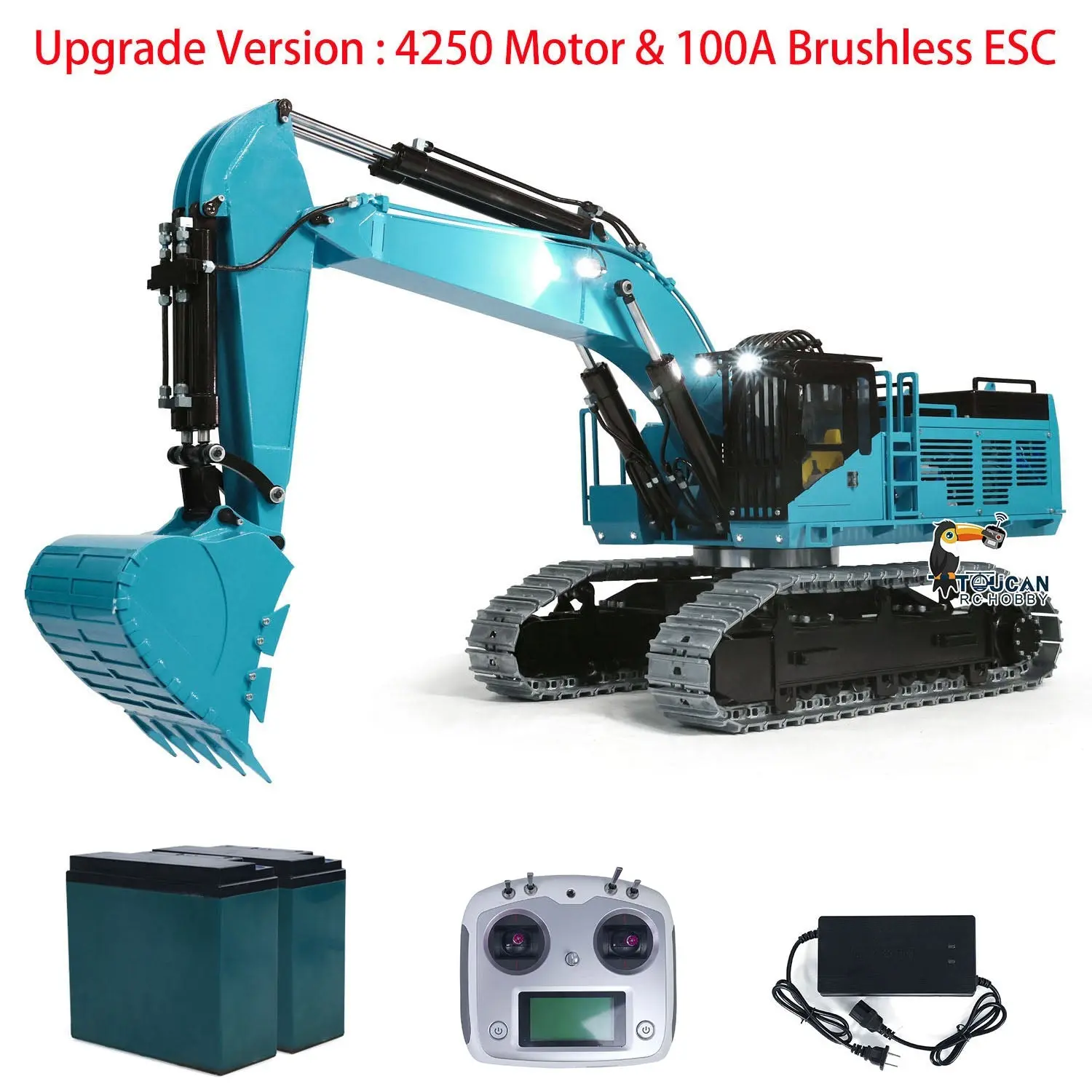 385CF 1/8 Hydraulic RC Excavator Metal Giant Remote Control Construction Vehicle Ready to Run Painted Assembled ESC Servo Motor