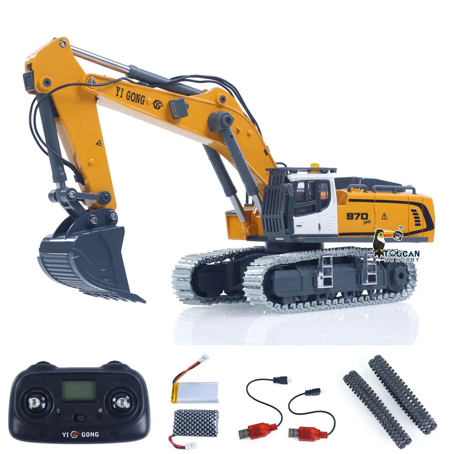1/50 RC Excavator K970 Engineering Vehicle Remote Control Electric Lifting Digger Metal Bucket Tracks Light Sound RTR Battery