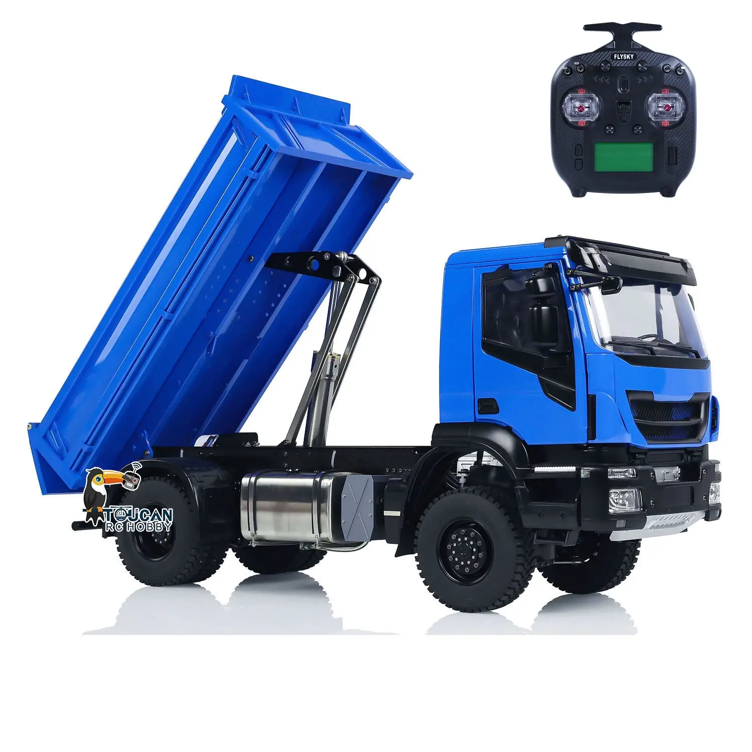 Metal 1/14 4x4 RC Hydraulic Dump Truck Customized Radio Control Tipper Car Simulation Model FlySky ST8 Assembled and Painted