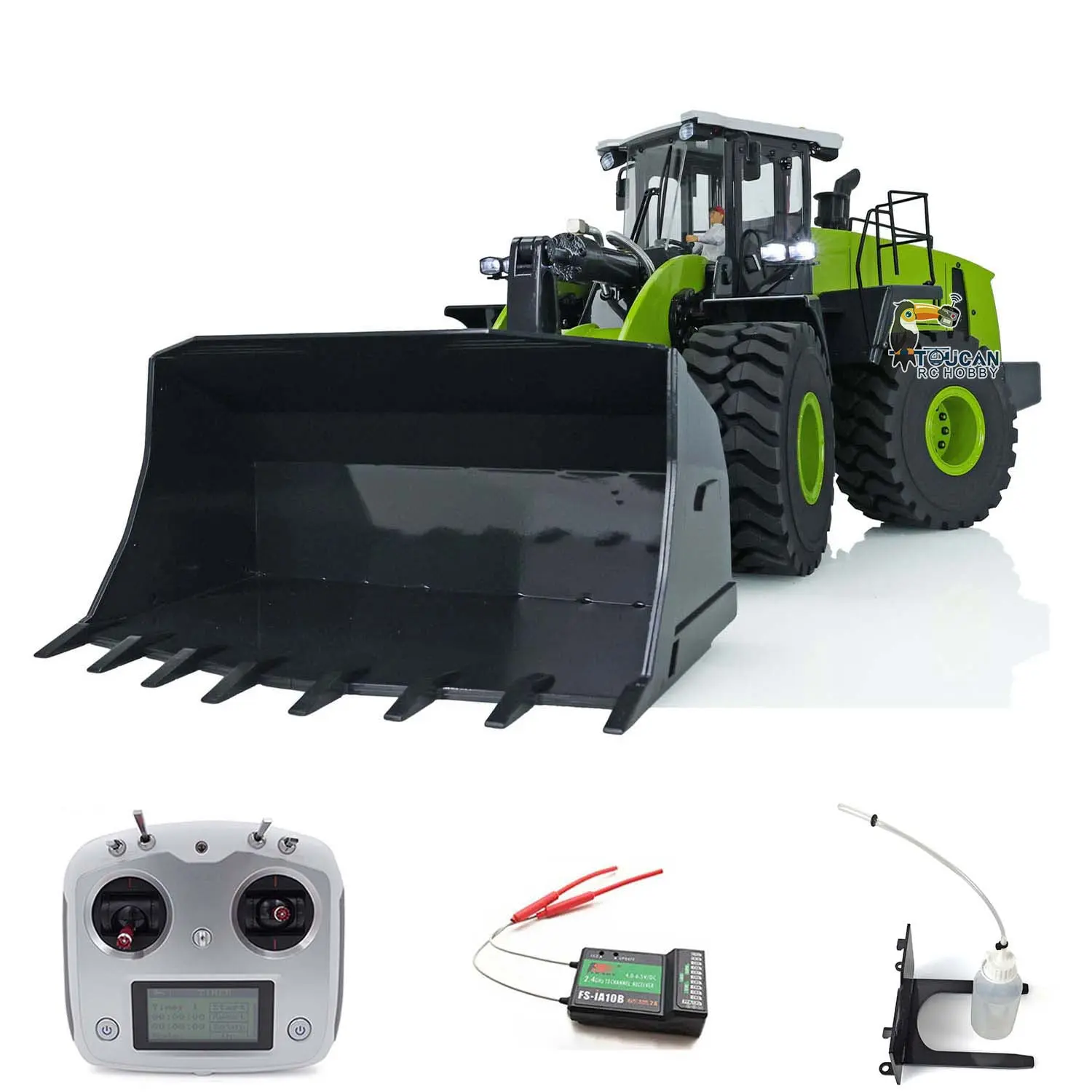 1/14 Scale RC Hydraulic Loader WA470 Metal Construction Vehicle 980L Remote Control Lights Sound Radio System